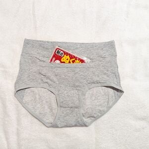 New High Waist Cotton Underwear Period Panties with Small pocket - Light Grey